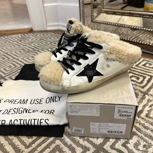 Golden Goose Leather and Shearling slide Sneakers